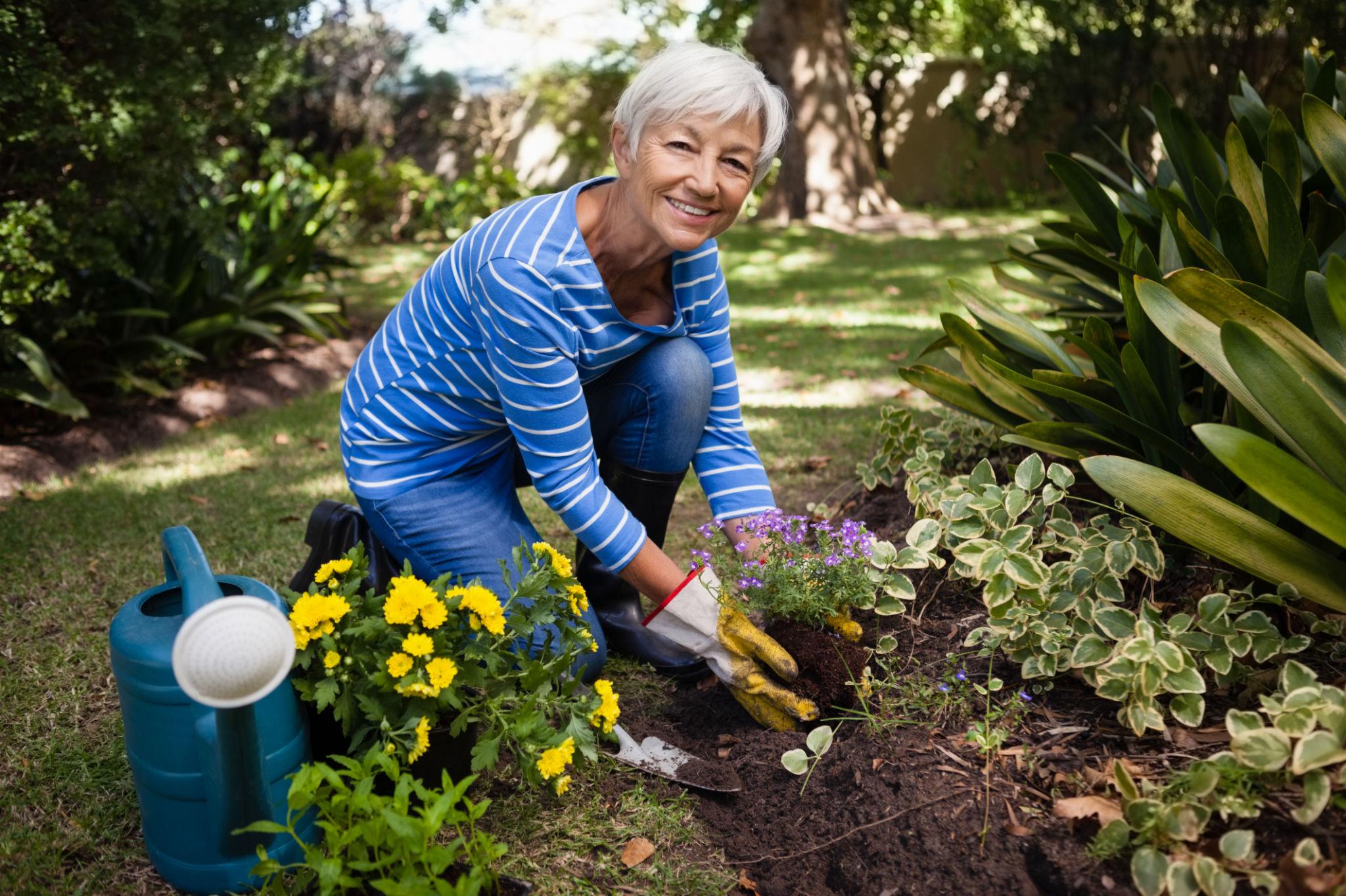 Woman gardening outdoors